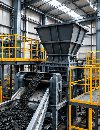 Recycling facility processing scrap material